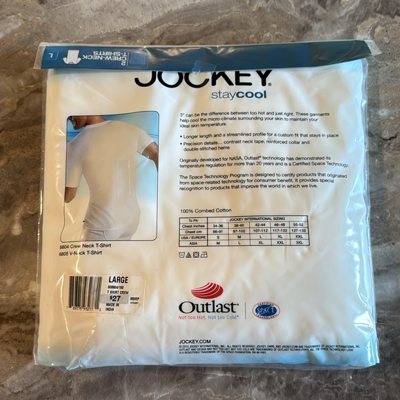 Jockey Staycool White Men's Crewnecks 2-pack - Picture 2 of 2